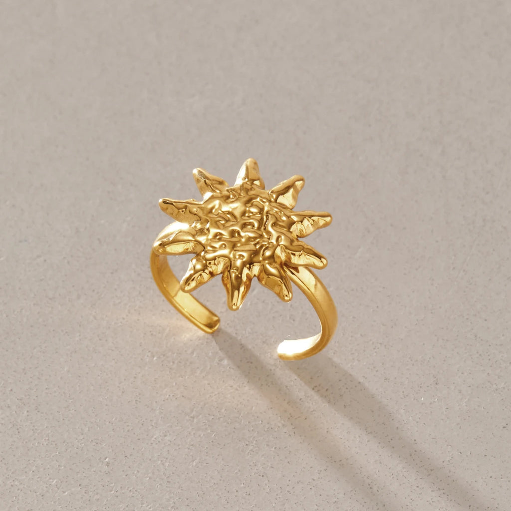 KIKA Classic Sun Shape Open Rings For Women Minimalist 18K Gold PVD Plated Stainless Steel 316L