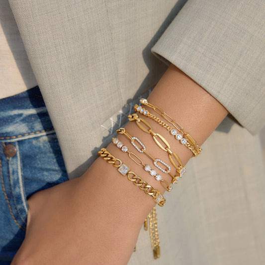 Delicate Bling Geometry Zirconia Shiny Bracelets