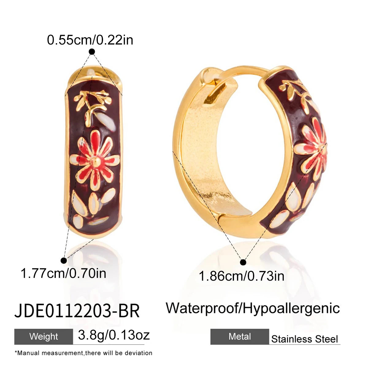 Kika Vintage Enamel Daisy Hoop Earrings