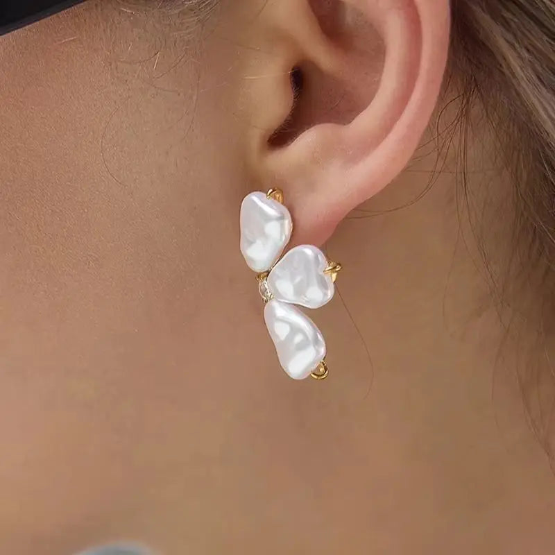 Kika Elegant Imitation Baroque Pearl Stud Earrings