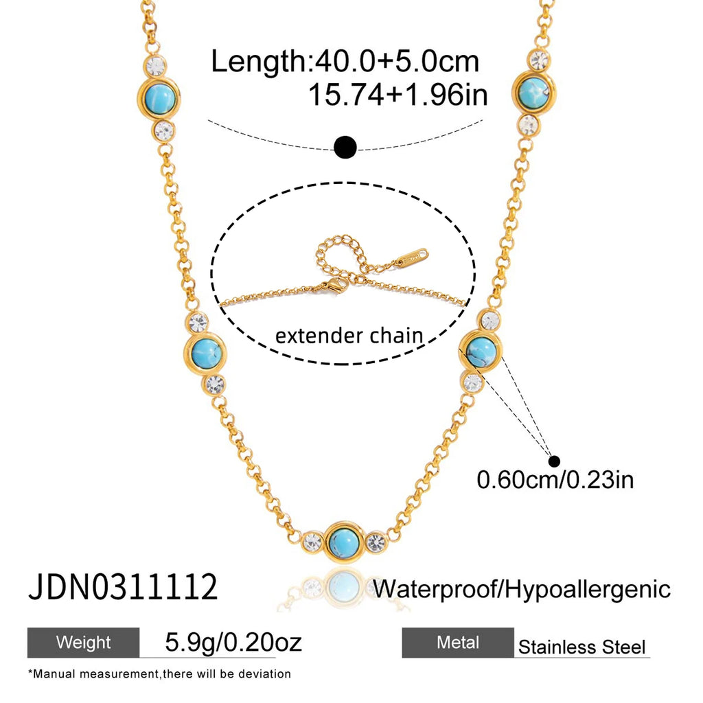Classic Artificial Blue Turquoise Necklace
