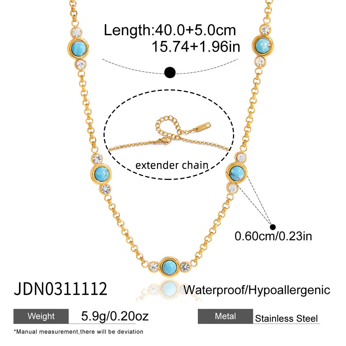 Classic Artificial Blue Turquoise Necklace