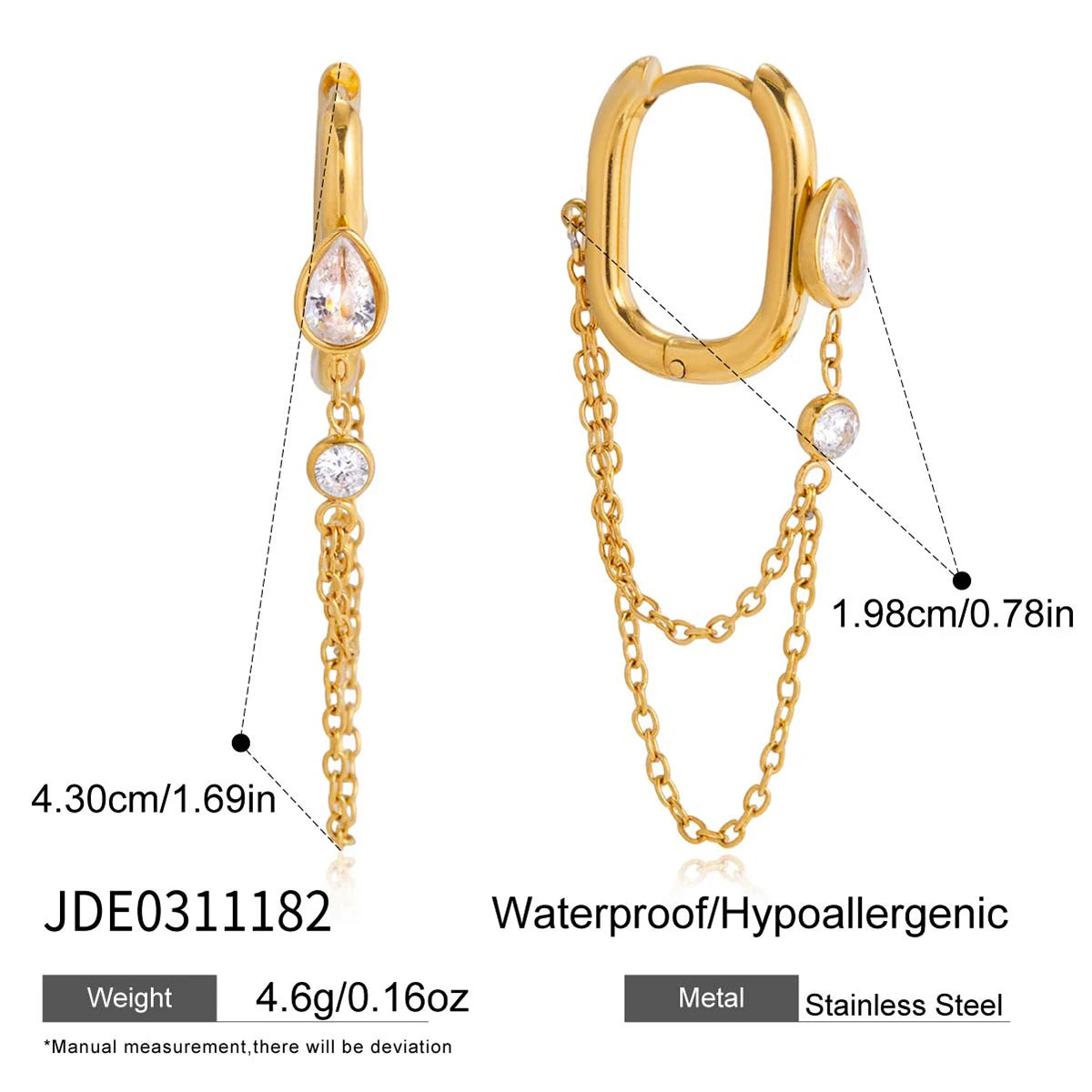Kika Classic Trendy Chain Tassel Earrings Hypoallergenic