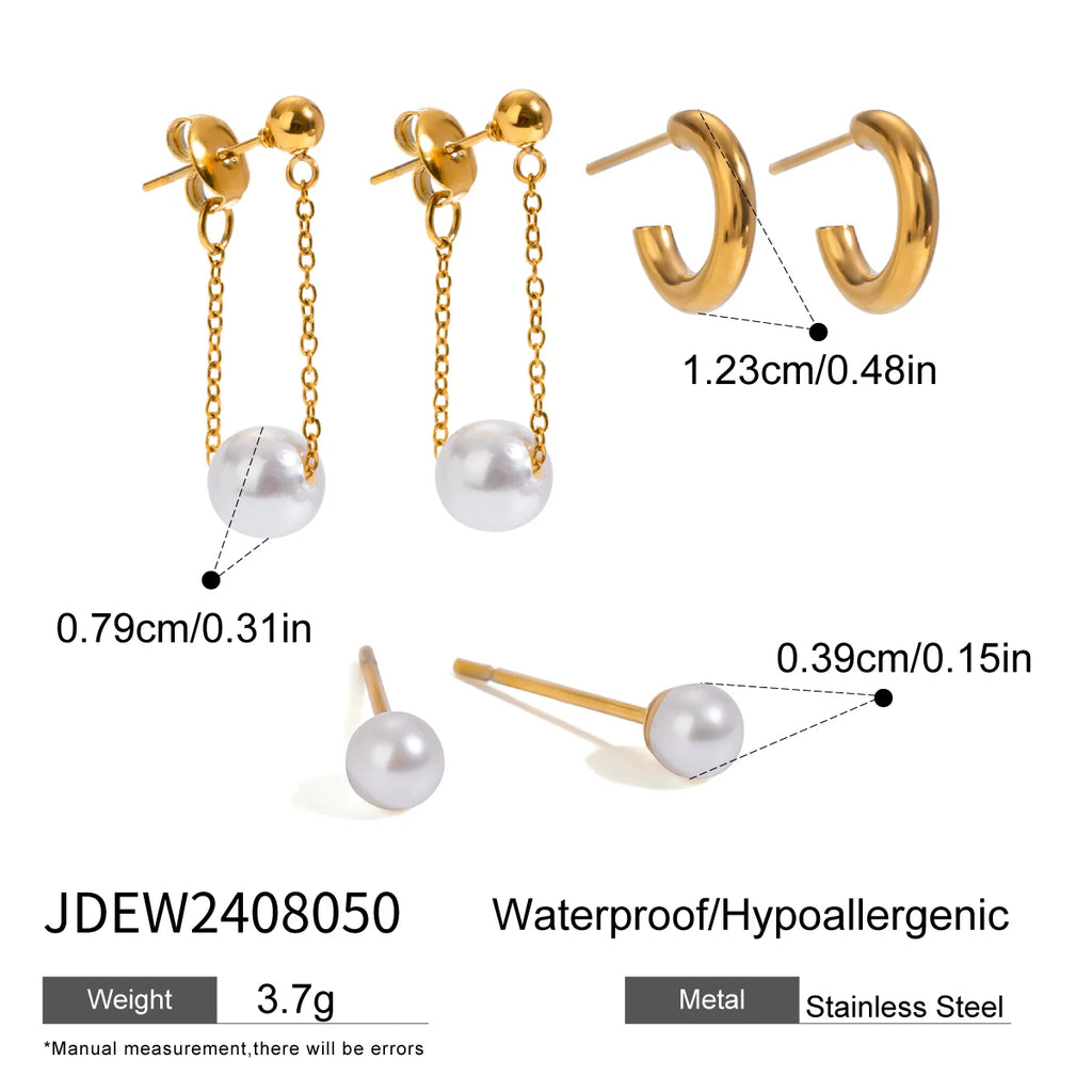 KIKA Handmade Earring Set Pearl C-shaped