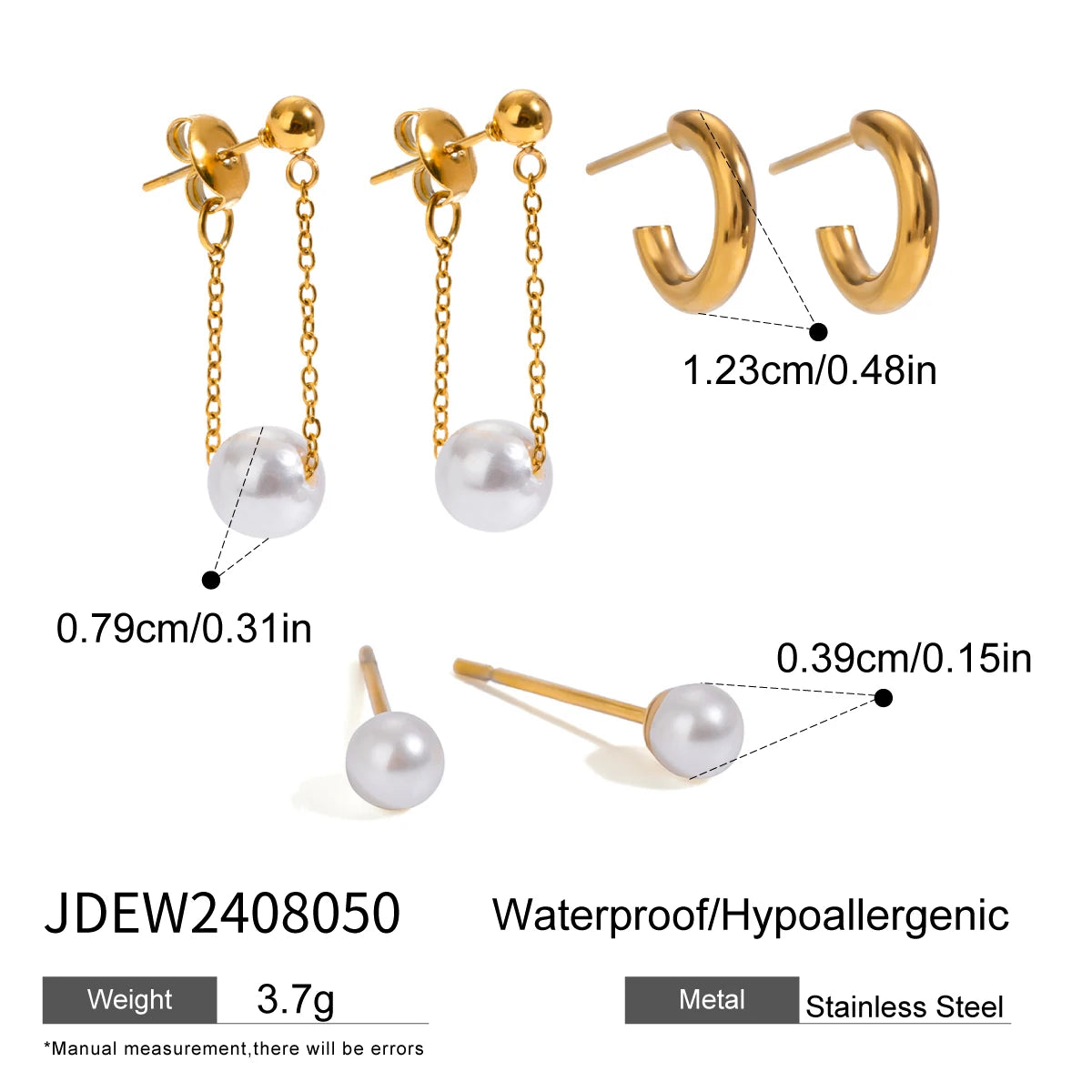KIKA Handmade Earring Set Pearl C-shaped