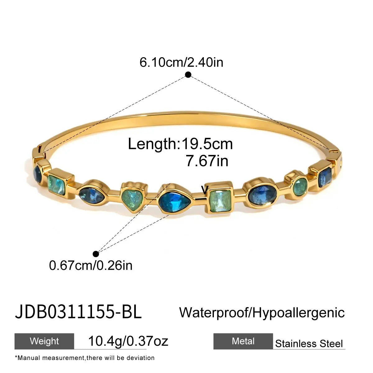 Kika Delicate Blue Pink Geometric Shape Splicing Colored Zircons  Bracelet