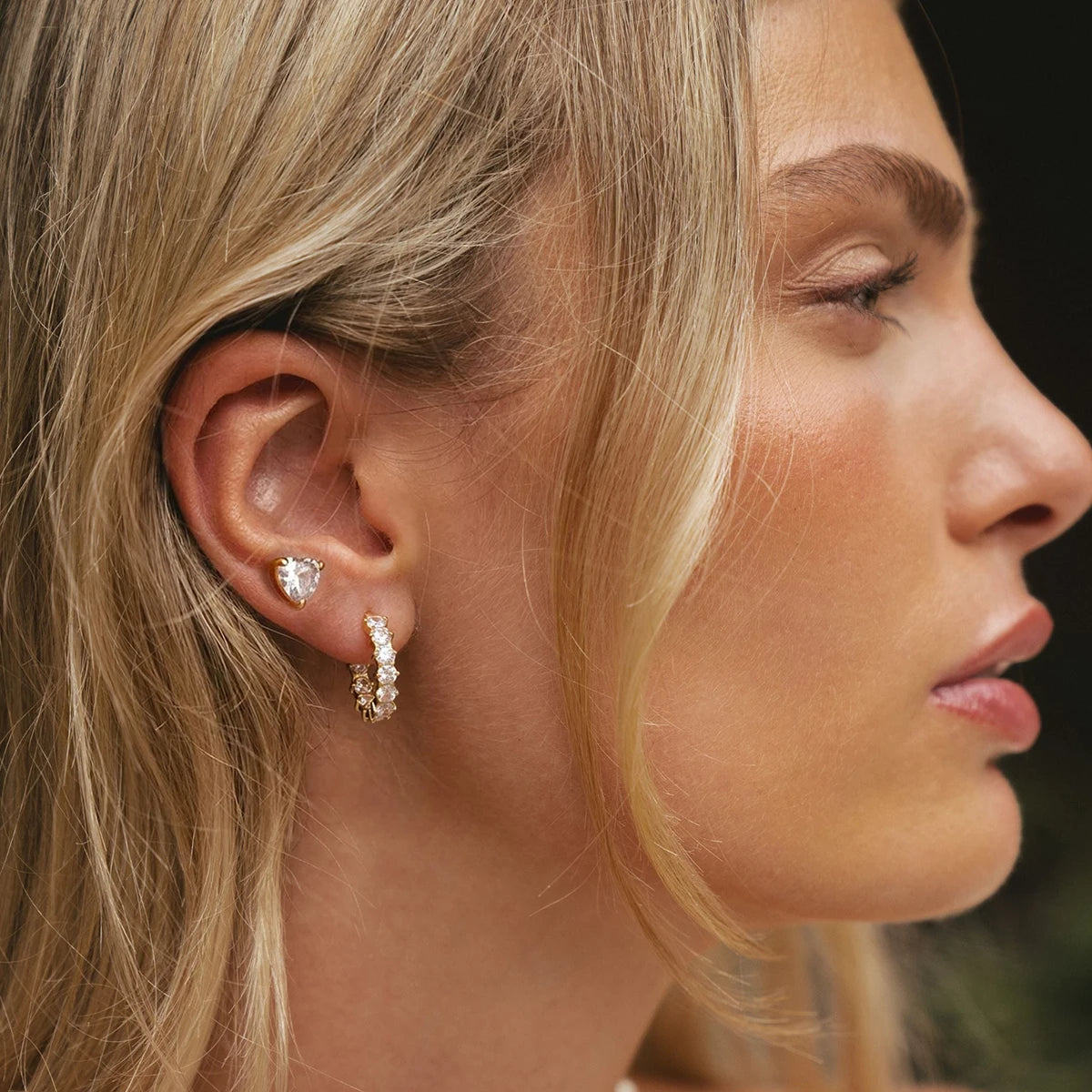 KIKA Classic Iced Out Zircon Clip Earrings n Minimalist 18K Gold PVD Plated Stainless Steel 316L