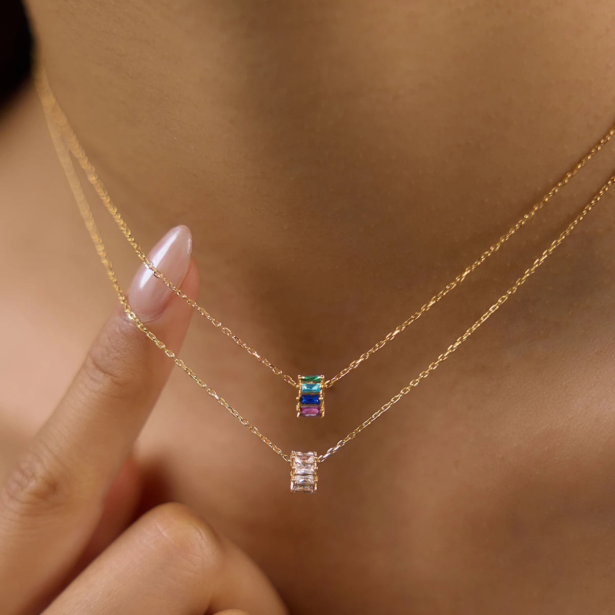 Kika Delicate Zircon Bead Pendant Necklace