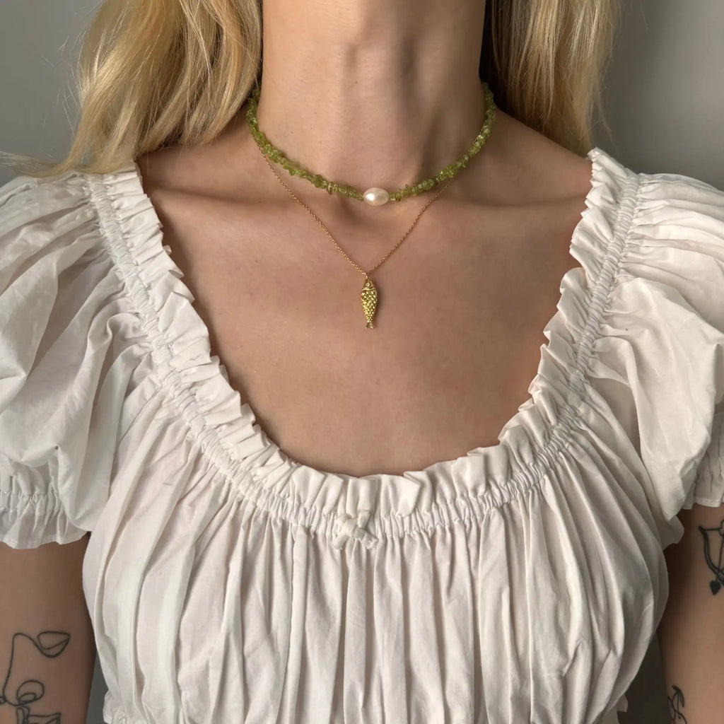 Kika  Minimalist Stainless Steel Carp Pendant Necklace