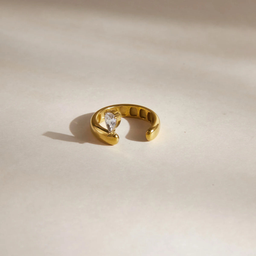 kika Classic Water Drop Zircon Open Rings