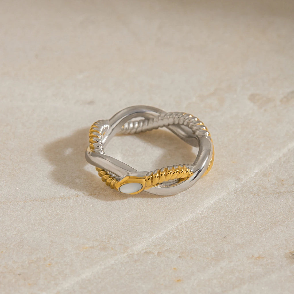 KIKA Minimalist Two Tone Serpentine Ring Stainless Steel 316Le