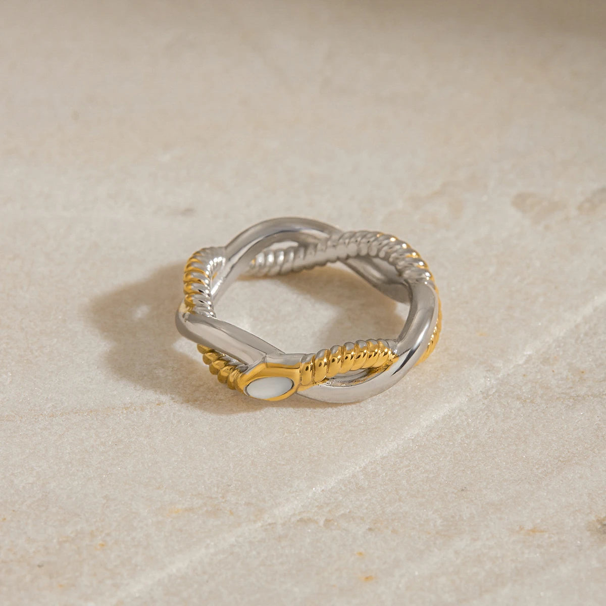 KIKA Minimalist Two Tone Serpentine Ring Stainless Steel 316Le