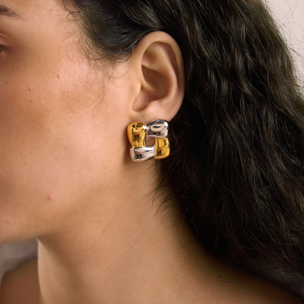 Kika Geometric Hollow Square Stud Earrings Minimalist 18K Gold Plated Stainless Steel 316L