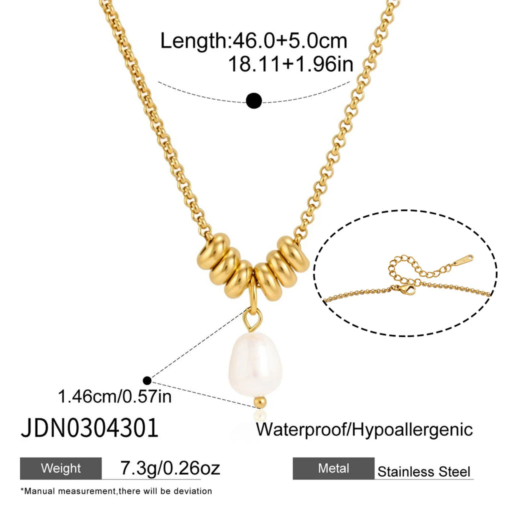 KIKA Elegant Freshwater Pearl Pendant Necklace PVD Gold Plated Stainless Steel 316L