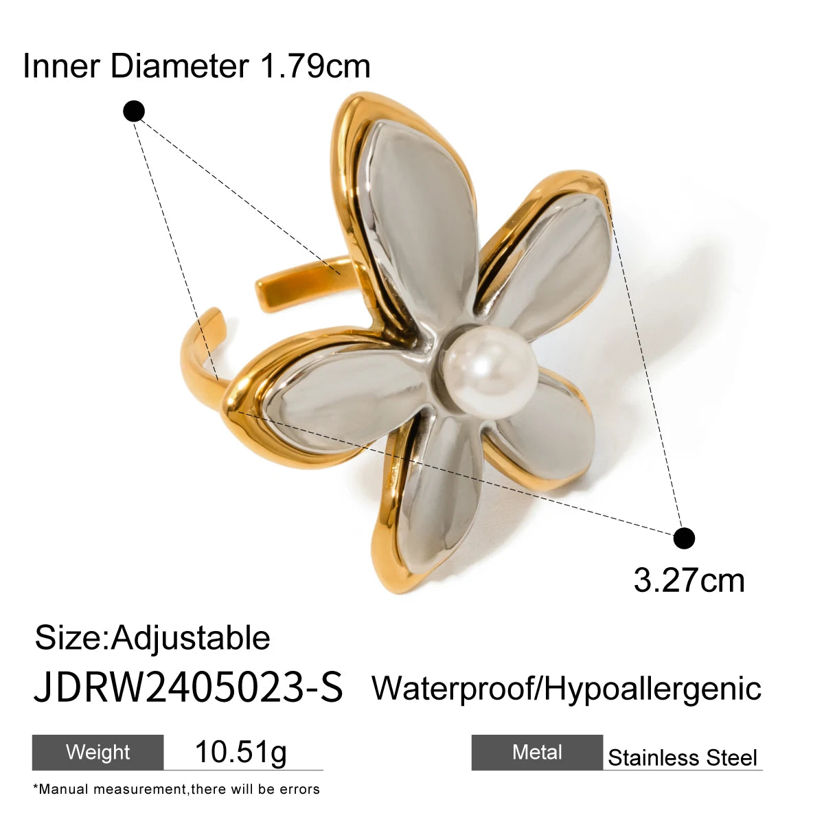 kika Mixed Metal Ring For Women Gold Color And Silver Color Two Tone Ring
