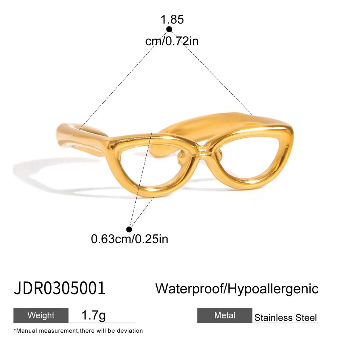 Kika Summer 18K Gold Color Plated Stainless Steel Sunglasses Rings