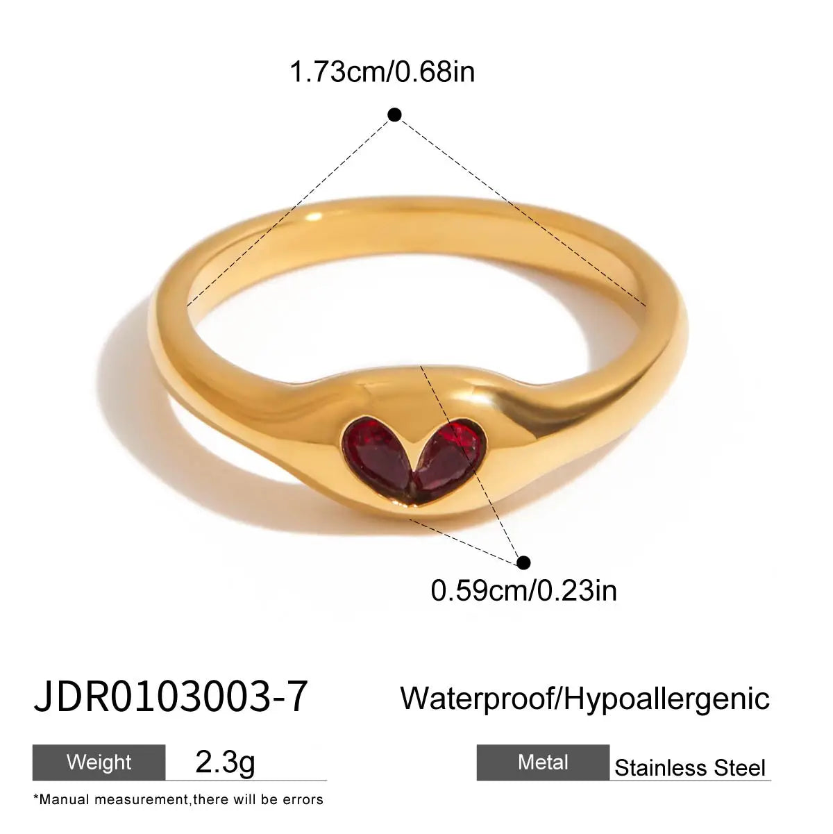 KIKA Fashion Independent Designer's 18K Gold Color Plated Stainless Steel Apple Hammer Pattern Stackable Ring Women's Jewelry
