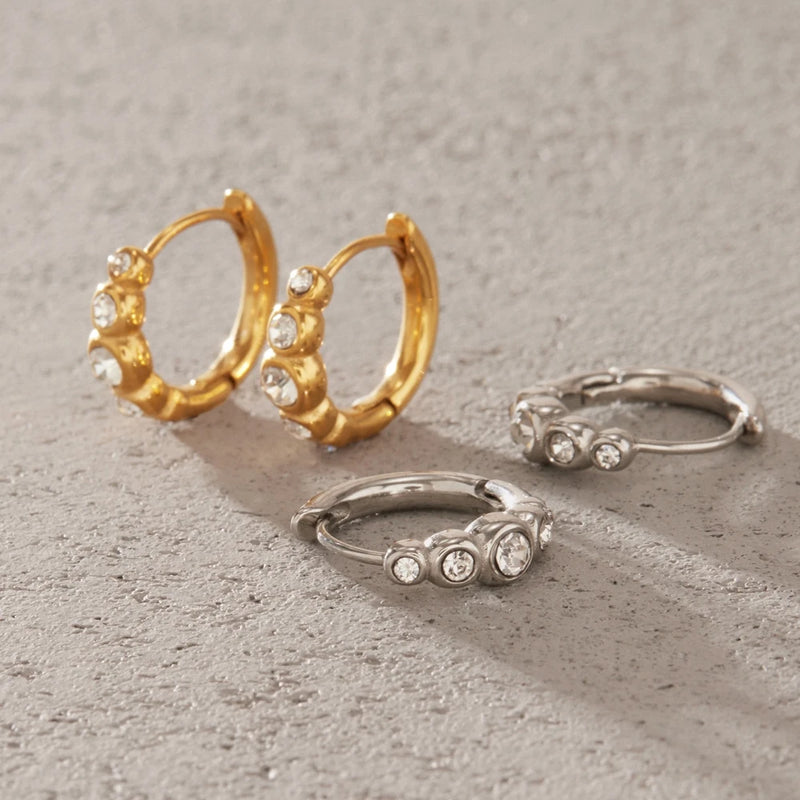 KIKA Delicate Crystal Clip Earrings PVD Plated Stainless Steel