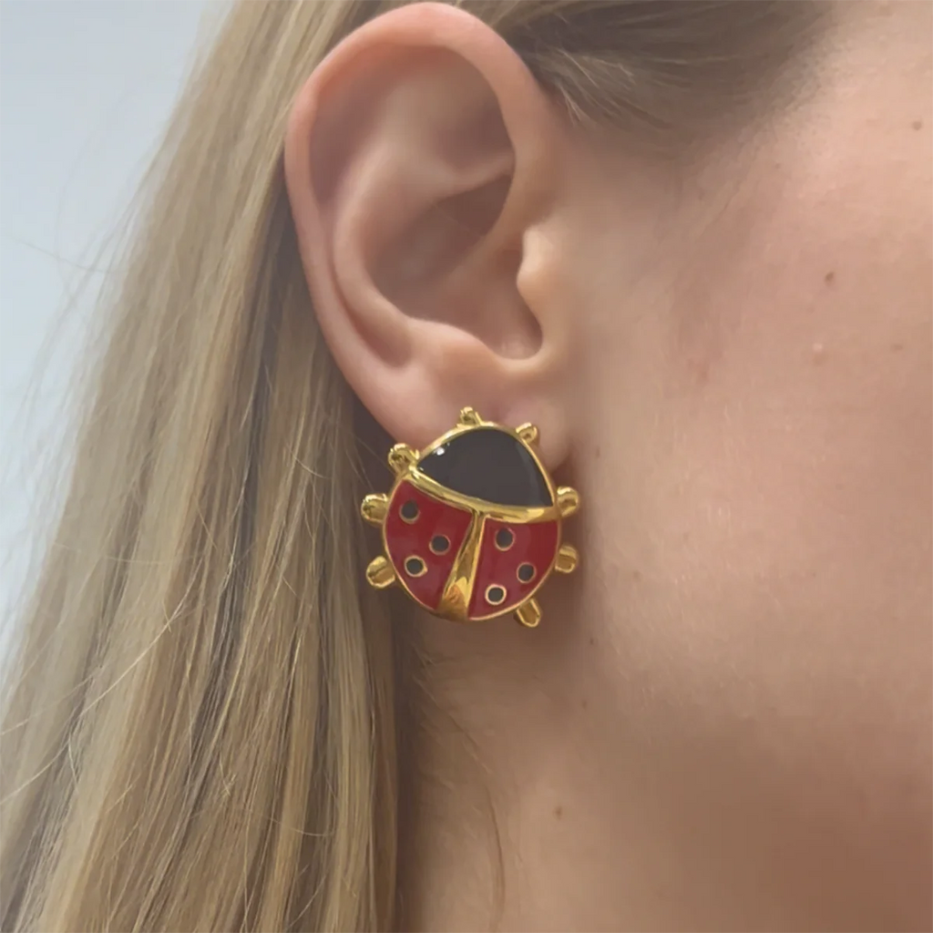 Dripping Oil Ladybug Ear Studs