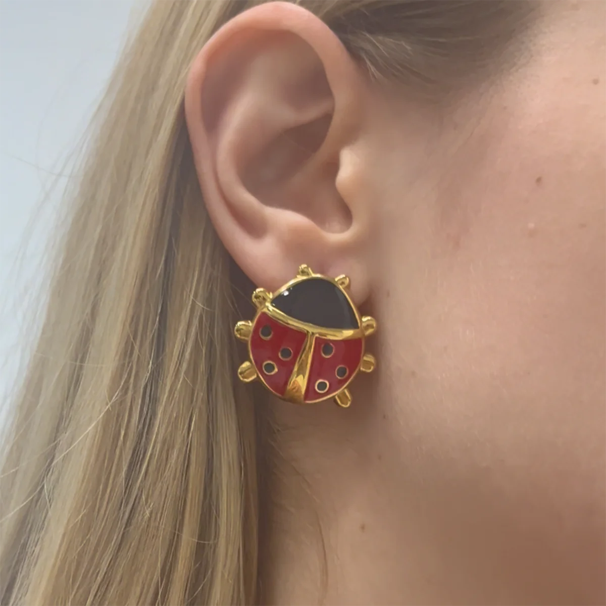 Dripping Oil Ladybug Ear Studs