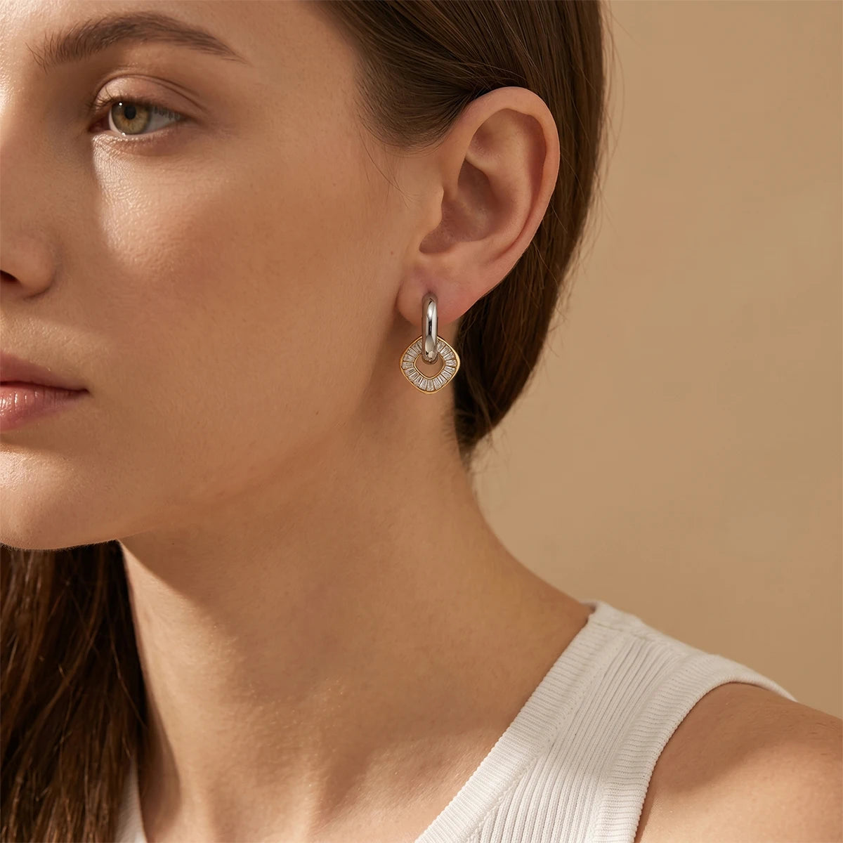 KIKA Delicate Full Crystal Drop Earrings PVD Plated Stainless Steel 316L