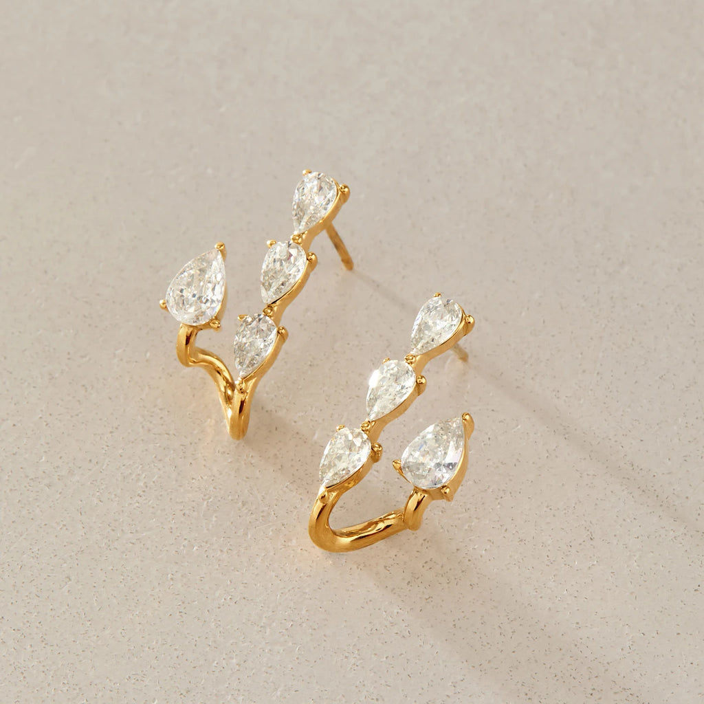 KIKA Classic Water Drop Zircon Earrings For Women Minimalist 18K Gold PVD Plated Stainless Steel Stud Earrings Fashion Jewelry