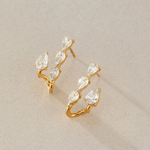 KIKA Classic Water Drop Zircon Earrings For Women Minimalist 18K Gold PVD Plated Stainless Steel Stud Earrings Fashion Jewelry