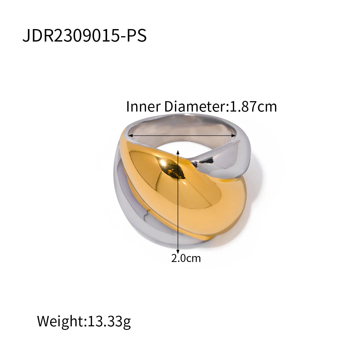 kika Mixed Metal Ring For Women Gold Color And Silver Color Two Tone Ring