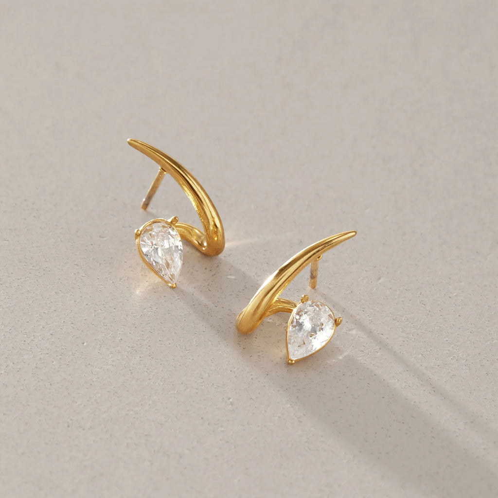 KIKA Delicate Water Drop Zircon Geometric Stud Earrings For Women 18K Gold PVD Plated Stainless Steel 316L Earrings Fashion Jewelry