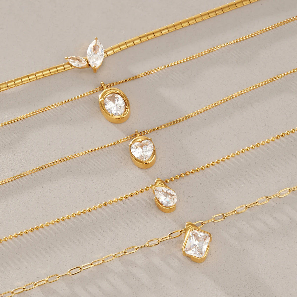 Kika Delicate Zircon Pendant Necklace 18K Gold PVD Plated Stainless Steel 316L