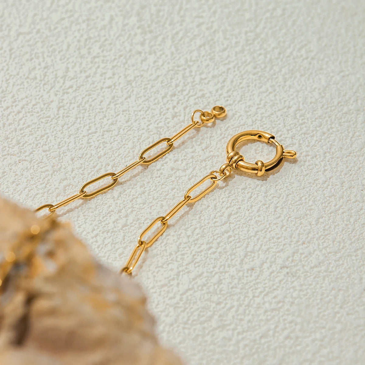 Kika Minimalist Classic Style 18K Gold Color Plated Stainless Steel Paperclip Chain
