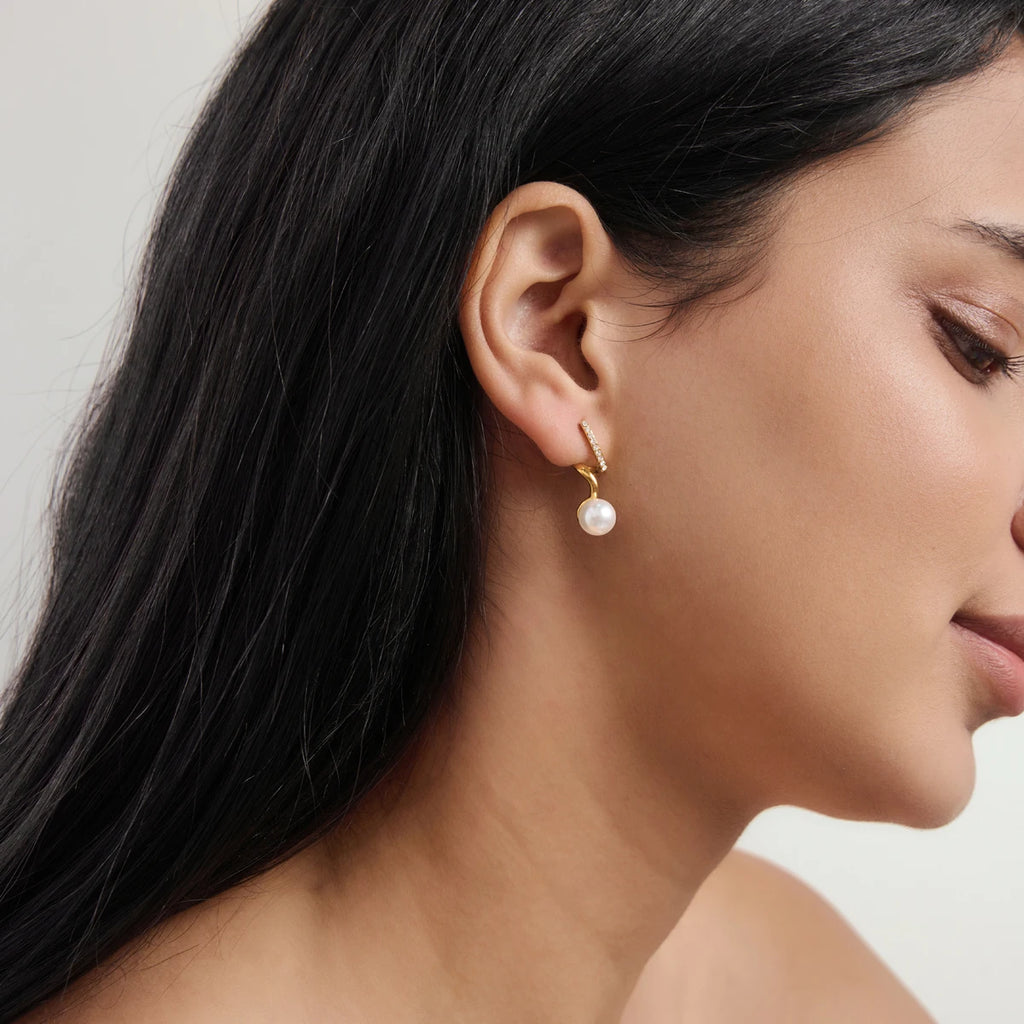 KIKA Elegant Imitation Pearl Spiral Stud Earrings For Women 18K Gold PVD Plated Stainless Steel Earrings Fashion Jewelry Gift