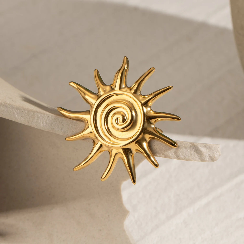 KIKa Ocean Wind Spiral Ring pvd Plated Stainless Steel 316l