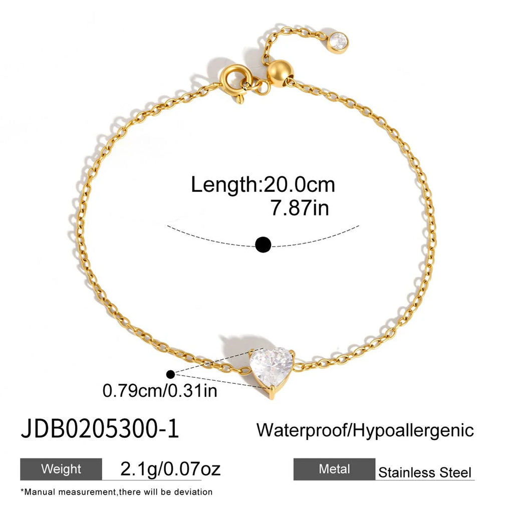 Kika Delicate Geometric Zircon Charm Bracelet For Women Minimalist 18K Gold PVD Plated Stainless Steel 316L