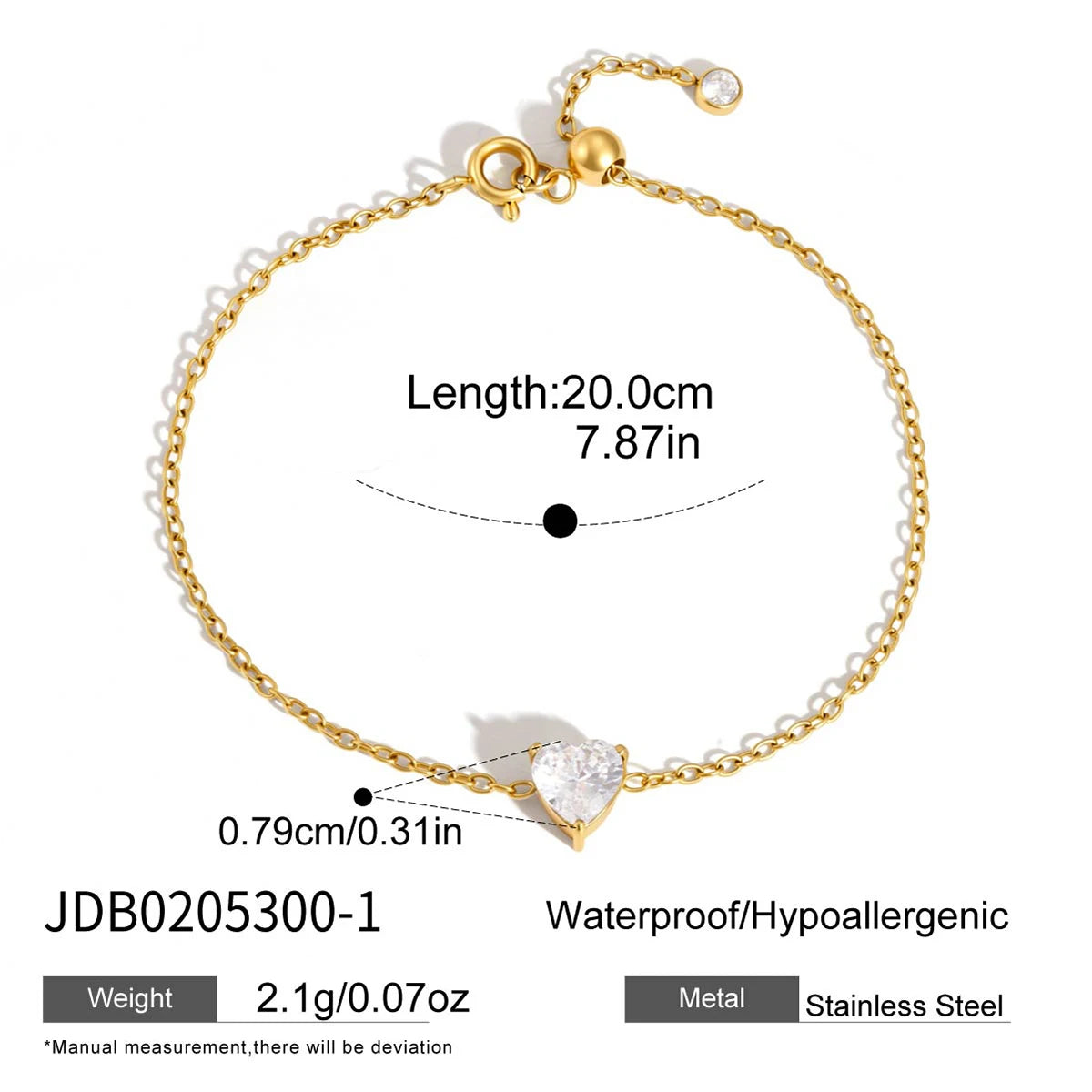 Kika Delicate Geometric Zircon Charm Bracelet For Women Minimalist 18K Gold PVD Plated Stainless Steel 316L