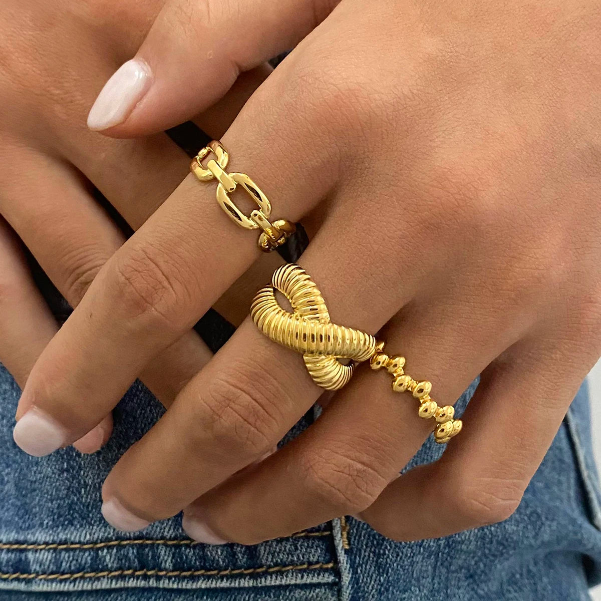 KIKA Caitlyn Minimalist Stacked Ring Stainless Steel 316L