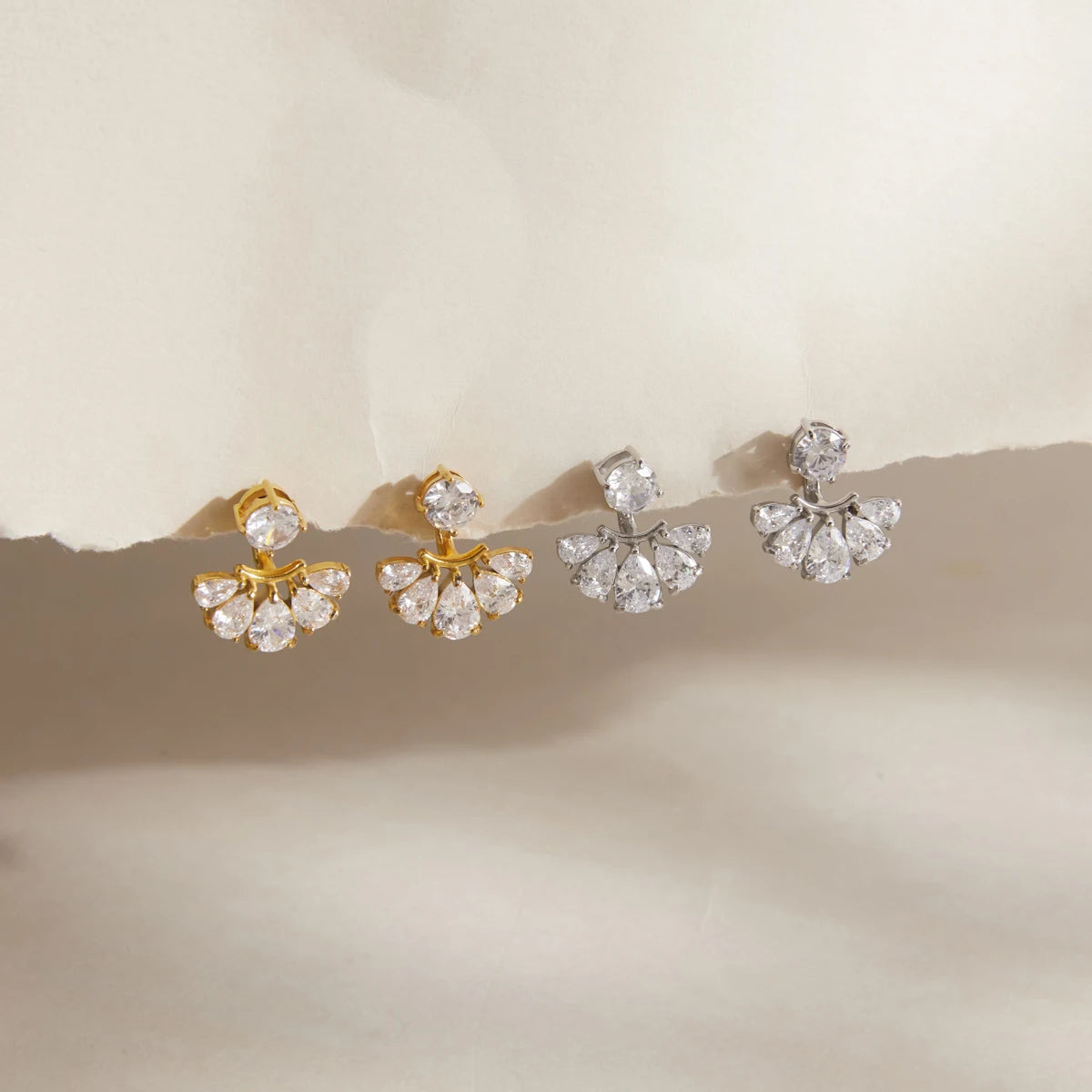 Kika Delicate Round Water Drop Zircon Front Back Stud Earrings Stainless Steel 316L
