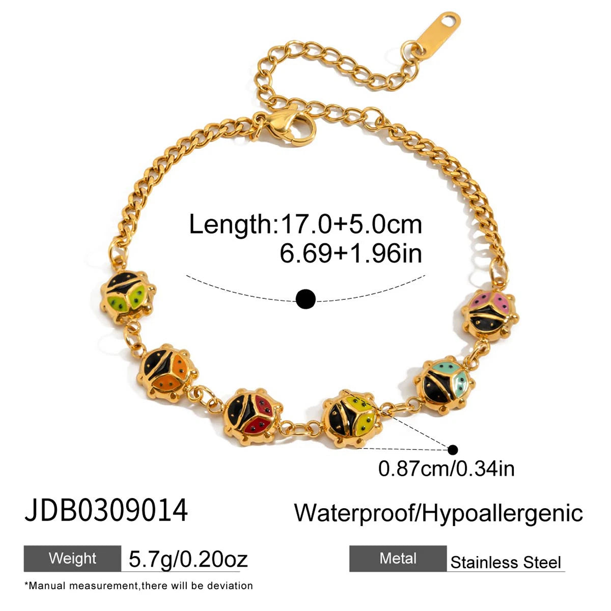 KIKA Vintage White Zircon Elephant Animal Bracelet 18K Stainless Steel 316L  Gold Color Stackable Chain Bracelet