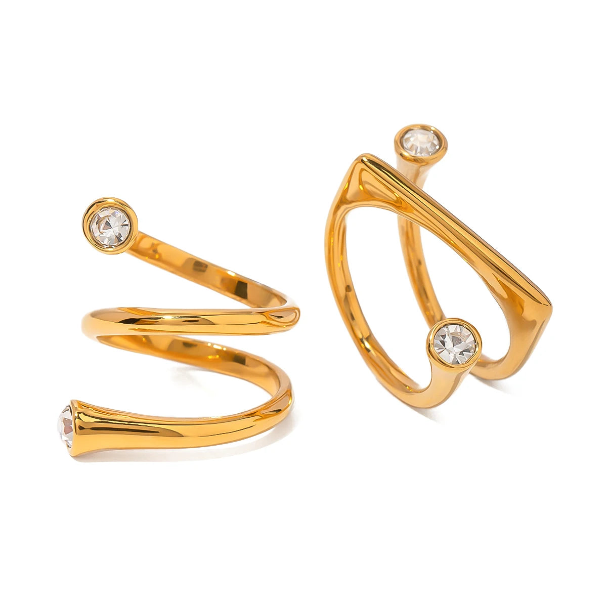 Kika Design Stainless Steel Whirl rhinestone Spotlight Ring