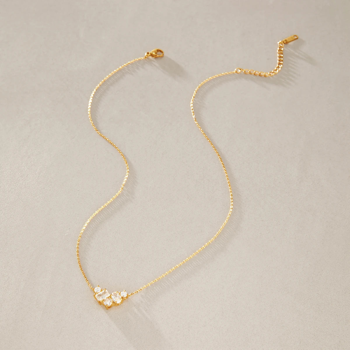 KIKA Geometric Zircon Pendant Necklace For Women Minimalist 18K Gold PVD Plated Stainless Steel Necklace Fashion Jewelry Gift