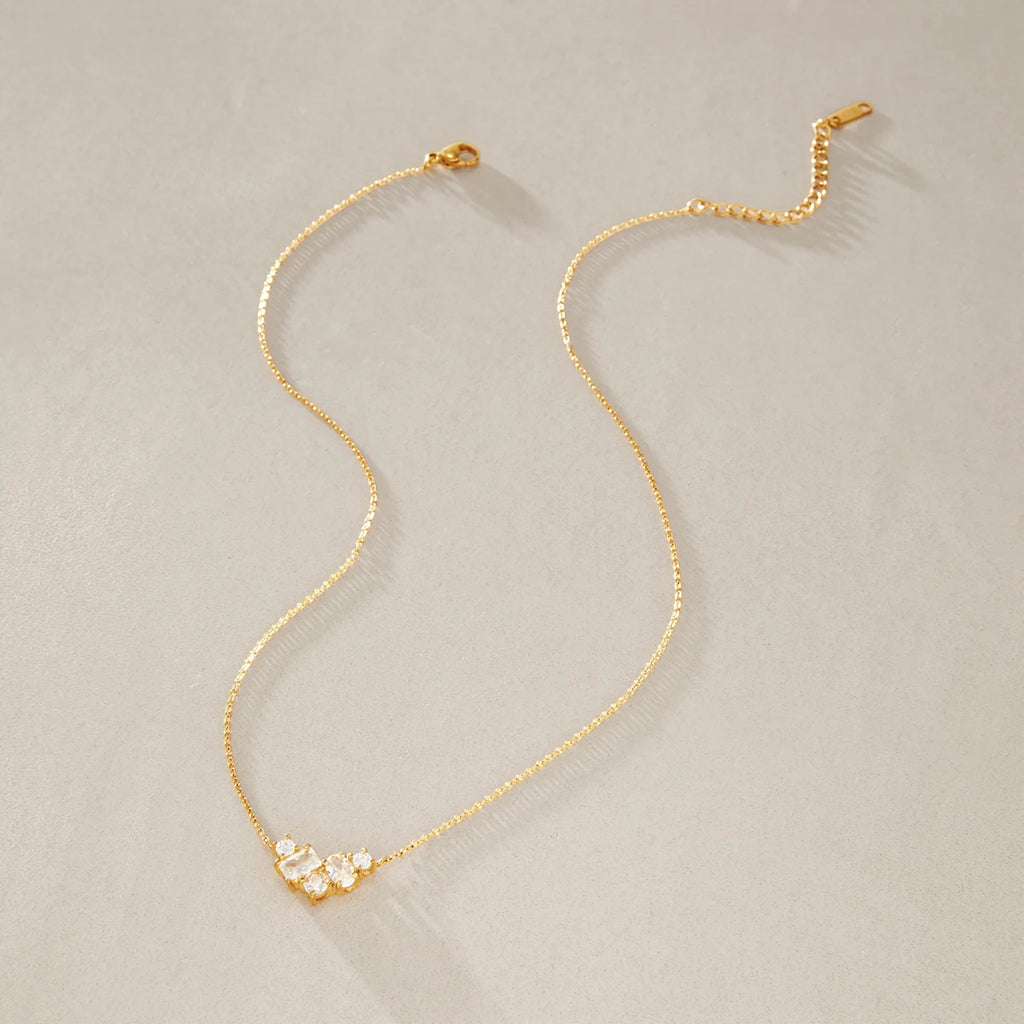 KIKA Geometric Zircon Pendant Necklace For Women Minimalist 18K Gold PVD Plated Stainless Steel Necklace Fashion Jewelry Gift