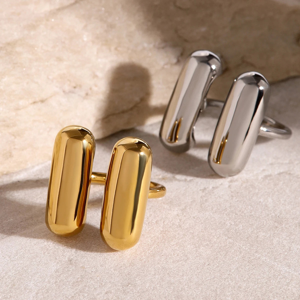Kika Chic Stainless Steel Geometric Adjustable Ring