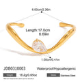 Kika Classic 18K Plated Gold Color Water Droplet White Zircon Wave Opening Bracelet Women Waterproof Stainless Steel Bracelets