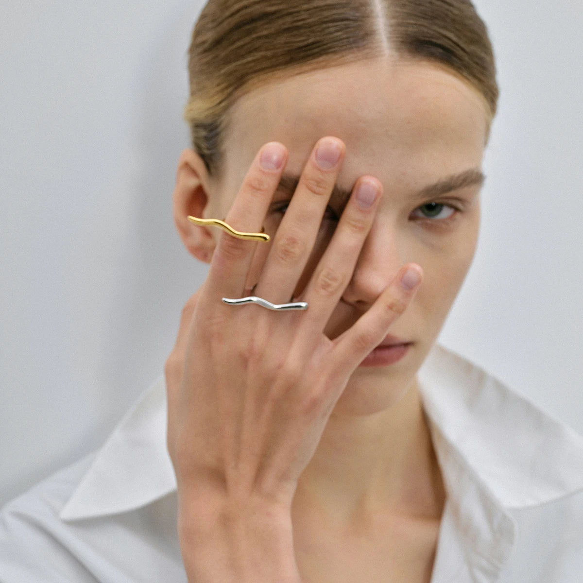 KIKA Personality Stainless Steel 316L Minimalist Classy Ring 18k Gold Color Waterproof Stylish Unique Finger