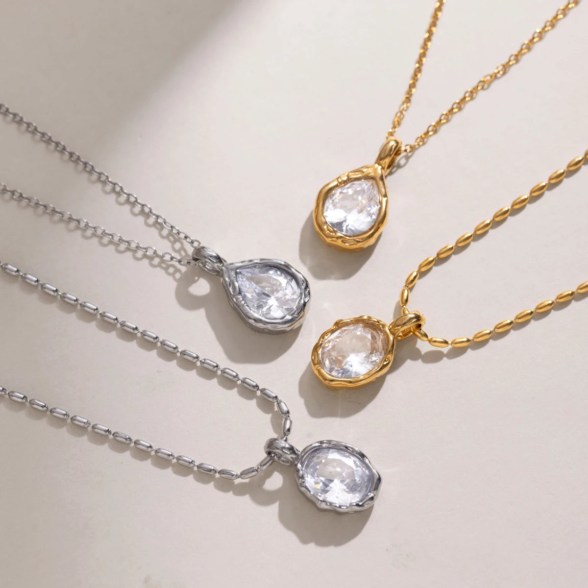 Kika Classic Geometric Zircon Pendant Necklace Minimalist 18K Gold Plated Stainless Steel 316L