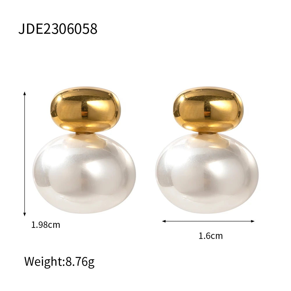 KIKA High Quality Imitation Pearls Drop Stainless Steel 316L Golden