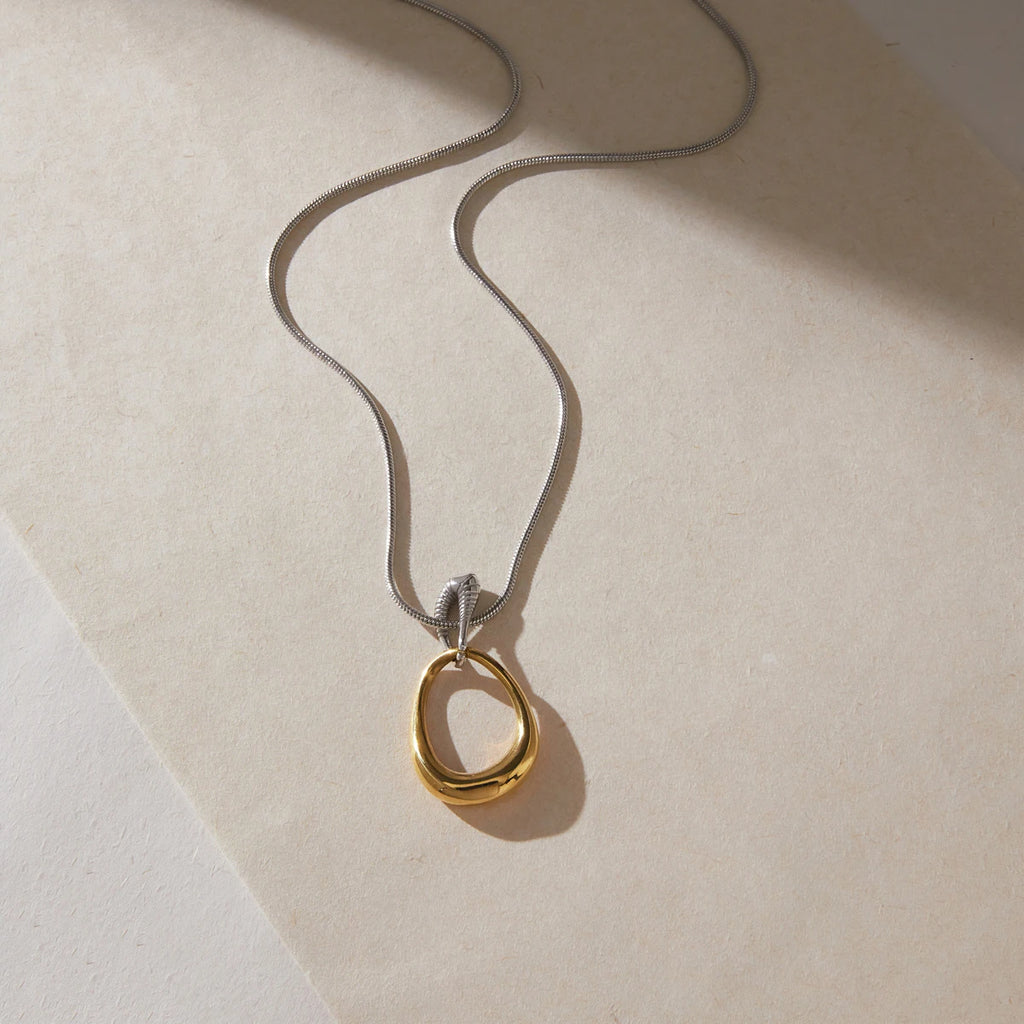 Kika Hollow Water Drop Pendant Necklace Minimalist 18K Gold PVD Plated Stainless Steel 316L