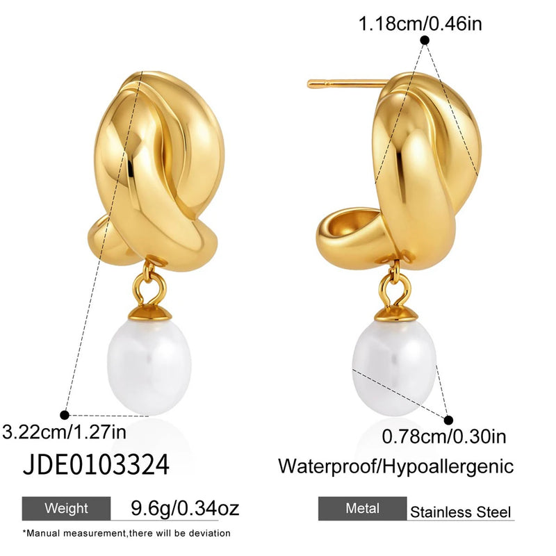 KIKA Elegant Imitation Pearl Drop EarringsPVD Plated Stainless Steel 316L
