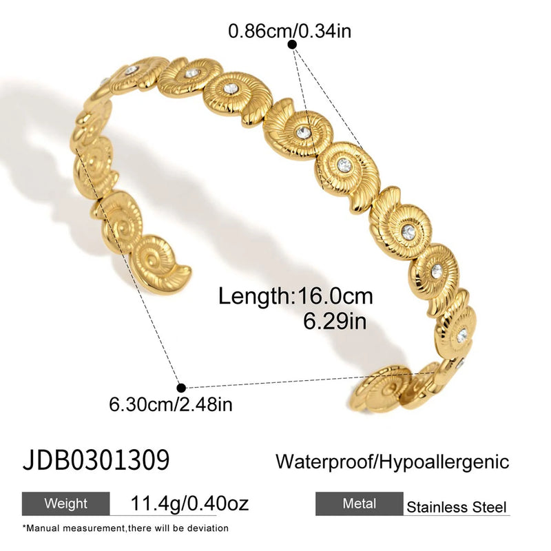 Kika Delicate Gold Color Spiral Conch Opening Bracelet