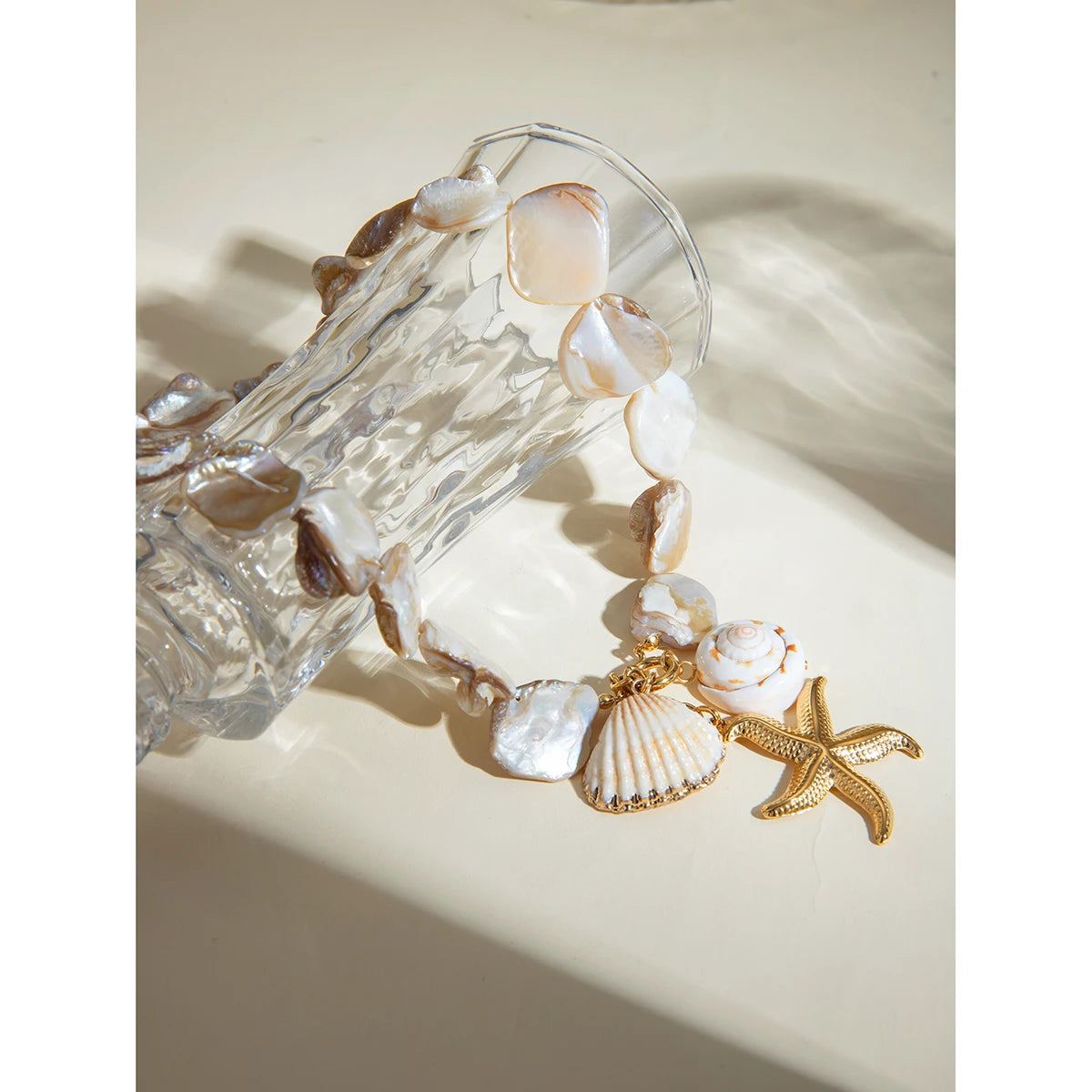 Vacation Style Ocean Series Imitation Pearl Seashell Necklace
